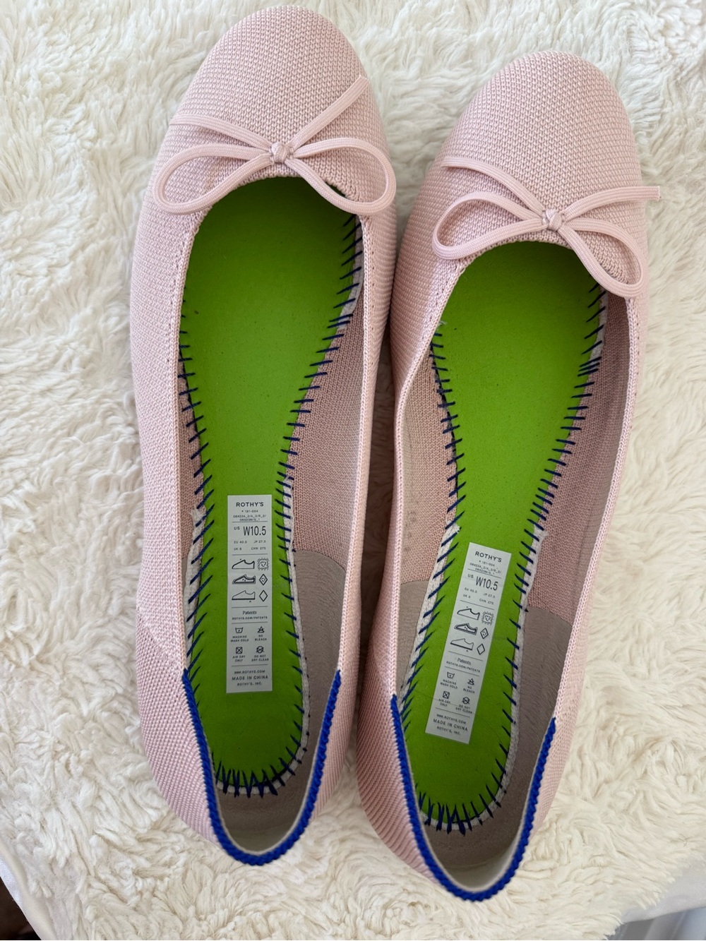 Rothy's Knit Ballet Ballerina Flats in Light Pink with Bow 10.5 🎀🩰 - Picture 3 of 7